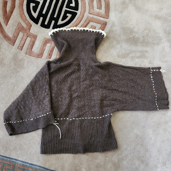 Marina Luna WOOL rabbit Hair Women's Knit Intarsia TURTLENECK Sweater Sz M brown - Picture 10 of 12